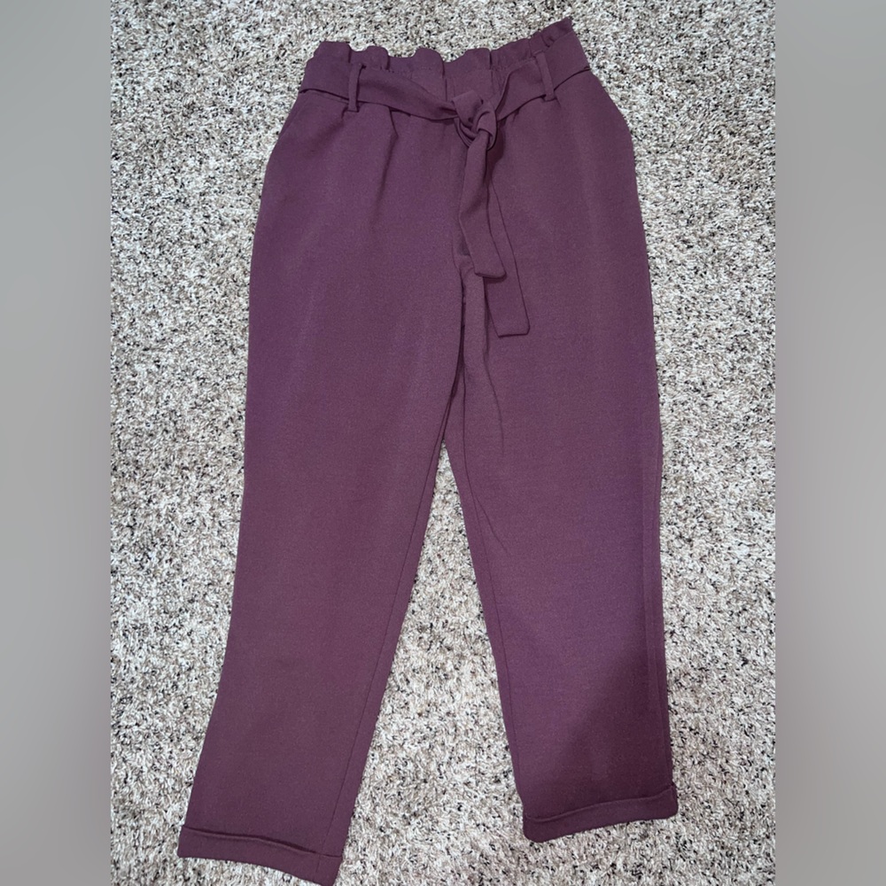 Purple Tie-Waist Pants